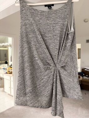White House Black Market Gray Twist-Knot A-Line Skirt